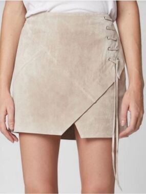 BlankNYC Genuine Suede Leather Lace Up Mini Skirt Size 24 Y2K Festival